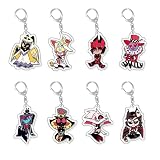 Puruuige 8 Llavero Hazbin Hotel Cosplay Angel Dust Llavero Serie Creativa Accesorios Anime Colgante Acrílico Colección Regalos