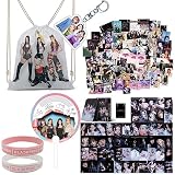ZPPLD Blackpink Set de artículos de merchandising, artículos para fans, set de regalo Kpop Blackpink con mochila, pegatinas pulsera, tarjetas fotográficas y llavero
